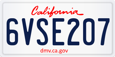 CA license plate 6VSE207