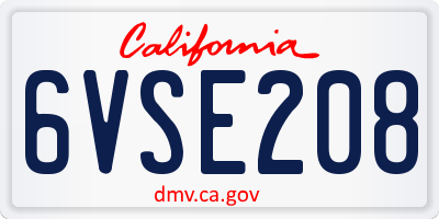 CA license plate 6VSE208
