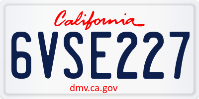 CA license plate 6VSE227