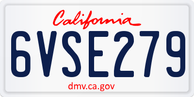 CA license plate 6VSE279