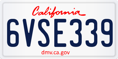 CA license plate 6VSE339