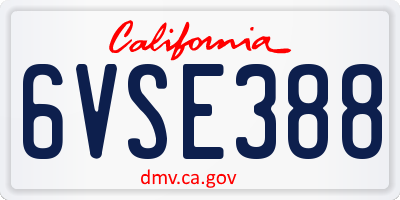 CA license plate 6VSE388