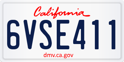 CA license plate 6VSE411
