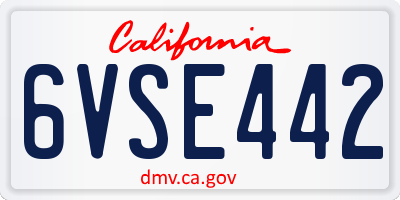 CA license plate 6VSE442