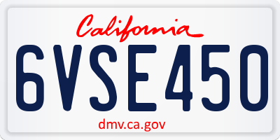 CA license plate 6VSE450
