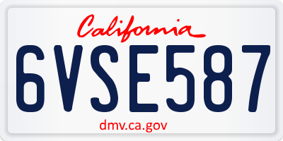 CA license plate 6VSE587