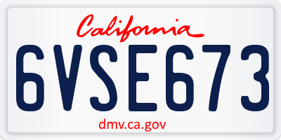 CA license plate 6VSE673