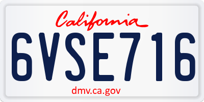 CA license plate 6VSE716