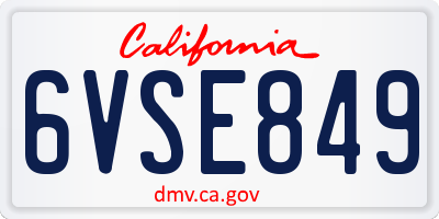 CA license plate 6VSE849