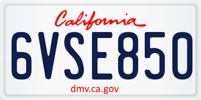 CA license plate 6VSE850