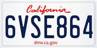 CA license plate 6VSE864