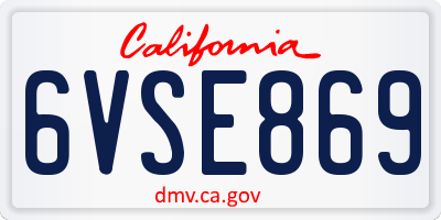 CA license plate 6VSE869