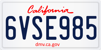 CA license plate 6VSE985