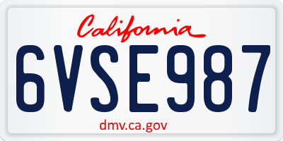 CA license plate 6VSE987