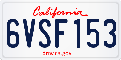 CA license plate 6VSF153