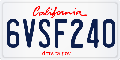 CA license plate 6VSF240
