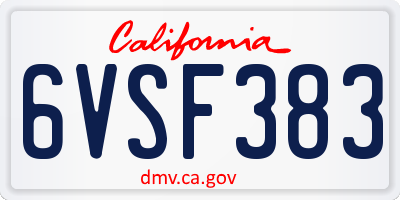 CA license plate 6VSF383
