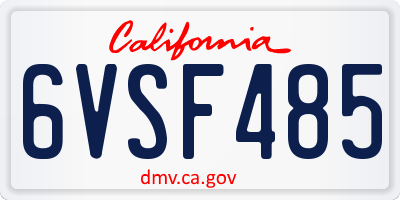 CA license plate 6VSF485