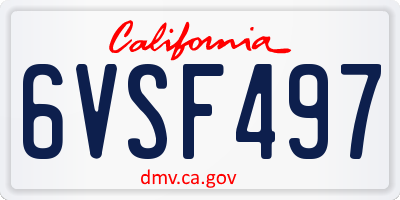 CA license plate 6VSF497
