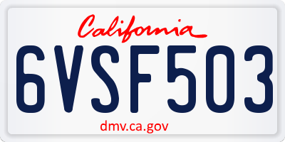 CA license plate 6VSF503