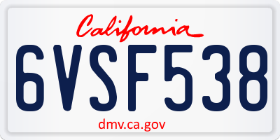 CA license plate 6VSF538