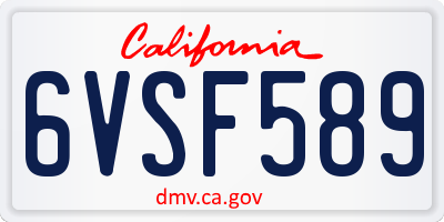 CA license plate 6VSF589