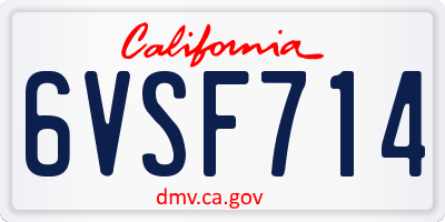 CA license plate 6VSF714