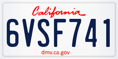 CA license plate 6VSF741