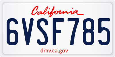 CA license plate 6VSF785
