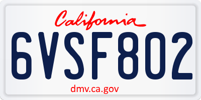 CA license plate 6VSF802