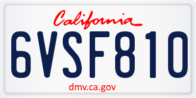 CA license plate 6VSF810