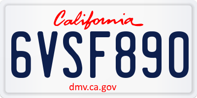 CA license plate 6VSF890