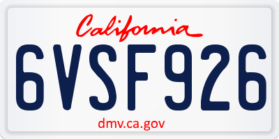 CA license plate 6VSF926