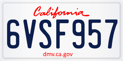 CA license plate 6VSF957