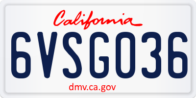 CA license plate 6VSG036