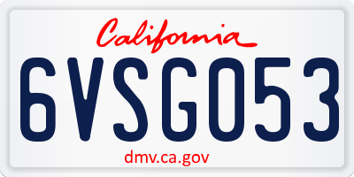 CA license plate 6VSG053