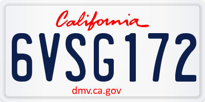 CA license plate 6VSG172