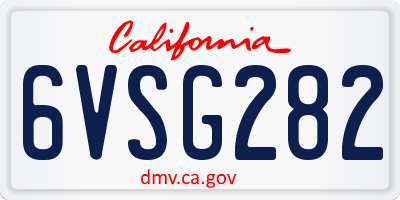 CA license plate 6VSG282