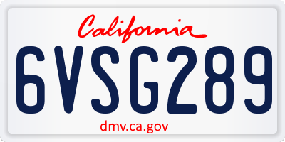 CA license plate 6VSG289