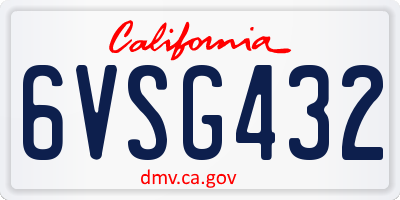 CA license plate 6VSG432