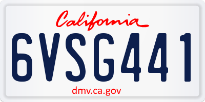 CA license plate 6VSG441