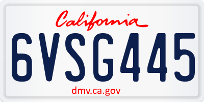 CA license plate 6VSG445