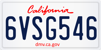 CA license plate 6VSG546