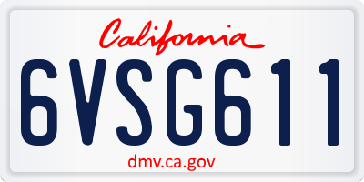 CA license plate 6VSG611