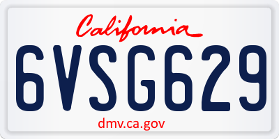 CA license plate 6VSG629