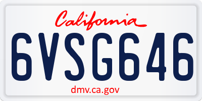 CA license plate 6VSG646