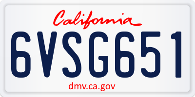 CA license plate 6VSG651