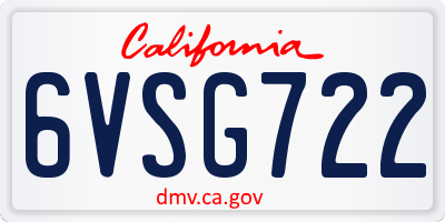 CA license plate 6VSG722