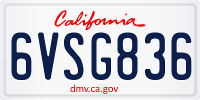 CA license plate 6VSG836