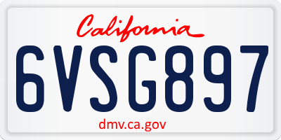 CA license plate 6VSG897